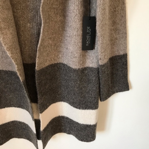 Rachel Zoe Gray Color Block Sweater Coat - Picture 5 of 7